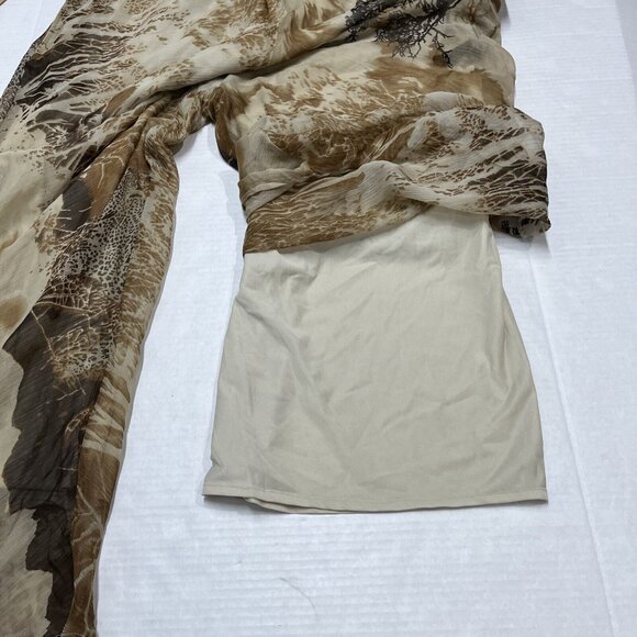 Molato Pants Womens‎ 1X Wide Leg Chiffon Overlay Lined Asymmetrical Nature Print - Picture 9 of 9